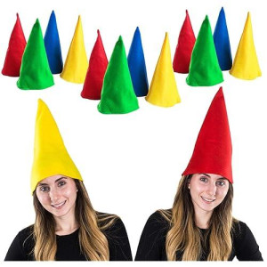 Funny Party Hats Gnome Hats 12 Pack Dwarf Hats Costume Accessory Assorted Colors Blue Green Yellow Red