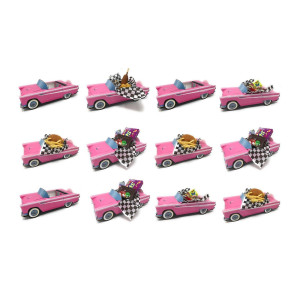 12 Classic Car Party Food Boxes Pink Birthday Set