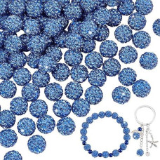 Ph Pandahall 100Pcs 10Mm Light Sapphire Rhinestones Pave Disco Ball Clay Beads Polymer Clay Rhinestone Beads Round Charms Cryst