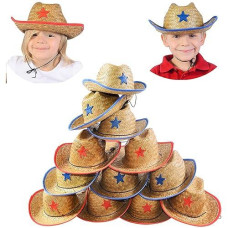 Funny Party Hats Cowboy Party Hats 12 Straw Cowboy Hats Medium Red Blue Costume Headwear For Children Cowboy Party P