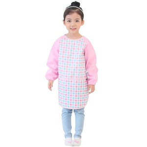 Plie Waterproof Kids Art Smocks 37 Colors Age 110 Sxxl Size Pink Check 15S