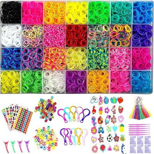 Yitohop 12080 Loom Bands Kit Rubber Bands For Bracelet Making Kit Diy Art Craft Kit Girls Boys Creativity Gift To Improve Ima