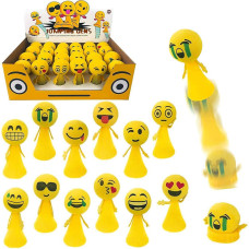 Liberty Imports 24 Pcs Jumping Emoticon Popper Spring Launchers Toy Bouncy Party Favors Supplies And Goodie Bag Fillers For Kids