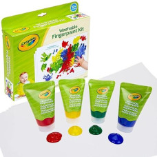 Crayola Washable Finger Paint Set Toddler Paint Kit 4 Tubes Of Paint 10 Sheets Of Paper Gift