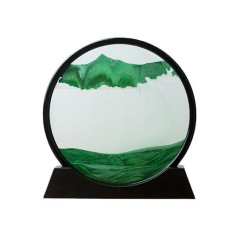 Miuva Moving Sand Art Picture Quicksand Painting Round Glass Sandscapes 3D Deep Sea Sand Art Green 12 Inch