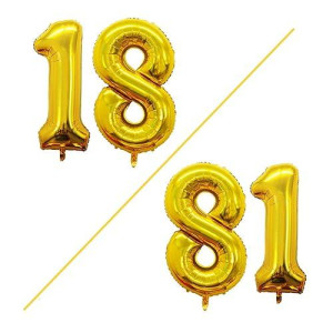 Goer Number 18 Balloons For 18Th Birthday Sweet 18 Party Decorations 42 Inch Jumbo Foil Helium 81 Balloons For 81St Birthday Par