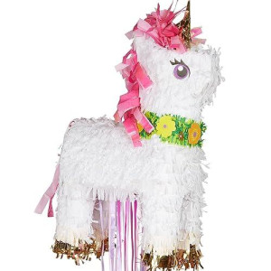 Pull String Sparkling Unicorn Pinata 10In X 20In