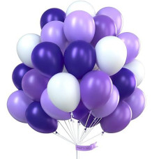 Partywoo Purple And White Balloons 60 Pcs 12 Inch Of Purple Balloons Lavender Balloons Deep Purple Balloons White Balloons F