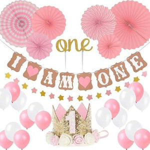 Haomaomao Birthday Decoration Set Baby Partyr Crown Girlboy 1St Birthday Party Hat Princess Tiara Hat Includes Cake Topper One