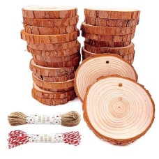 Unfinished Natural Wood Slices 30 Pcs 2428 Inch Wood Coaster Pieces Craft Wood Kit Predrilled With Hole Wooden Circles Gr