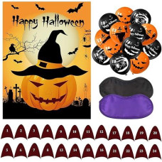 Tuparka Pin The Nose On The Pumpkin Halloween Party Games With 24 Noses And 20Pcs Halloween Balloons For Halloween Party Favors