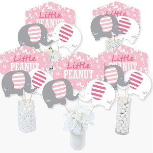 Big Dot Of Happiness Pink Elephant Girl Baby Shower Birthday Party Centerpiece Sticks Table Toppers Set Of 15