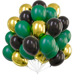 Partywoo Black Gold And Green Balloons 60 Pcs 12 Inch Green Balloons Black Balloons And Gold Balloons Green Gold Black Balloo