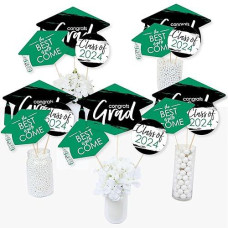 Big Dot Of Happiness Green 2024 Graduation Party Centerpiece Sticks Table Toppers Set Of 15