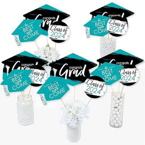 Big Dot Of Happiness Teal 2024 Graduation Party Centerpiece Sticks Table Toppers Set Of 15