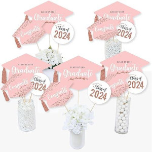 Big Dot Of Happiness Rose Gold Grad 2024 Graduation Party Centerpiece Sticks Table Toppers Set Of 15