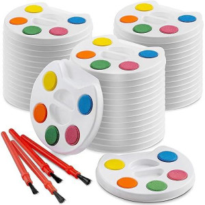 Mini Watercolor Kids Paint Set Bulk Pack Of 24 5 Watercolor Paints Palette Tray And Painting Brush For Art Party Favors