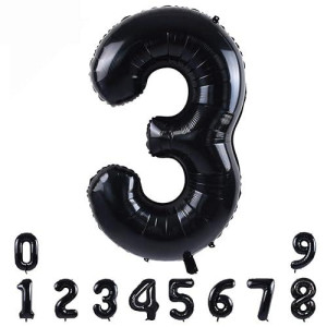 Toniful 40 Inch Black Large Numbers Balloons 09 Number 3 Digital 3 Helium Balloons Foil Mylar Big Number Balloons For Birthday