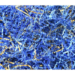 Bps Product Crinkle Cut Paper Shred Filler Royal Blue Gold For Gift Wrapping Basket Filling 12 Lb