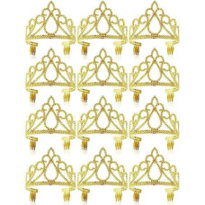 Blue Panda 12 Pack Gold Tiara For Girls Princess Dress Up Crown For Kids Costume Birthday Party Favors In Bulk