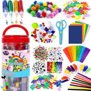 Funzbo Arts And Crafts Supplies For Kids Craft Art Supply Kit For Toddlers Age 4 5 6 7 8 9 All In One Diy Crafting School Ki