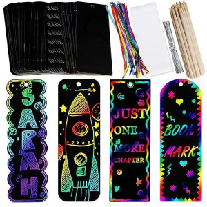 Supla 36 Sets 4 Style Magic Scratch Rainbow Bookmarks Making Kit For Kids Students Party Favor Scratch Paper Diy Bookmarks Bulk