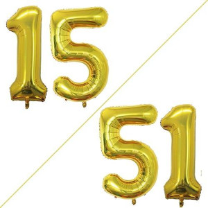 Goer Number 15 Balloons For 15Th Birthday Sweet 15 Party Decorations 42 Inch Jumbo Foil Helium 51 Balloons For 51St Birthday Par