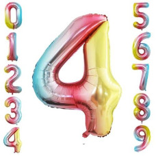 Goer Rainbow Foil Balloons Number 4 Huge Number Balloons For 4Th Birthday Party Supplies Anniversary Decorations 3 Pcs 42 Inch