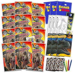 Jurassic World Party Favors Pack Bundle Of 12 Jurassic World Play Packs Filled With Stickers Coloring Books Crayons With Bon