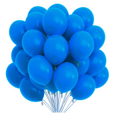 Prextex 75 Blue Party Balloons 12 Inch Blue Balloons With Matching Color Ribbon For Blue Theme Party Decoration Weddings Baby