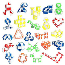 Ganowo 24 Pack Fidget Snake Cube Mini Twist Puzzle Party Bag Fillers Bulk Toys For Kids Teens Birthday Stocking Stuffers Party