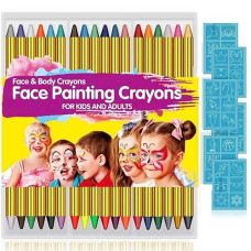 Face Paint Crayons For Kids 36 Makeup Sticks 36 Stencils Professtional Face Painting Kit For Halloween Or Birthday Party 6