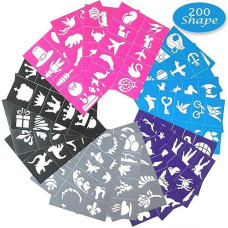 Face Painting Stencils For Kids 200 Pieces Professional Reusable Body Paint Stencils Temporary Tattoos For Girls Boys Parties S