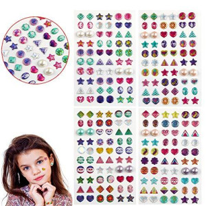 240 Piece Sticker Earrings 3D Gems Sticker Girls Sticker Earrings Selfadhesive Glitter Craft Crystal Stickers