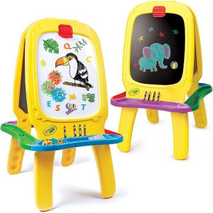 Crayola Deluxe Magnetic Doublesided Easel Dry Erase Includes Crayons Stickers Magnet Letters Gears Ages 3