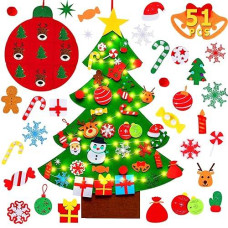 Max Fun Diy Felt Christmas Tree Set Plus Tictactoe Games For Kids Toddlers Wall Hanging Decorations Felt Craft Kits For Xmas G