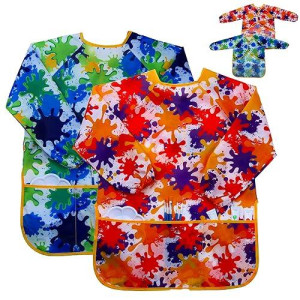 J Mark Long Sleeve Smocks For Kids Toddler And Kids Art Smock Includes Pockets Fun Print Kids Apron For Painting