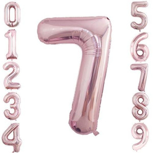 Goer 2 Pcs 42 Inch Rose Gold Foil Balloons Number 7 Huge Number Balloons For 7Th 77Th Birthday Party Supplies Anniversary Decora