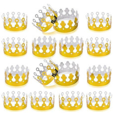 Artcreativity Gold Foil Birthday Party Crowns For Kids Bulk Pack Of 24 Golden Paper Birthday Hats In 2 Fun Designs Adjustable