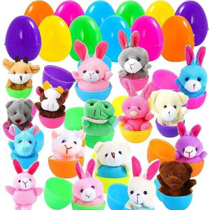 Twisterck 18 Pack Easter Eggs Filled With Mini Plush Animals Stuffed Toy For Kids Easter Basket Stuffersfillers Easter Eggs H