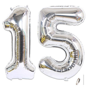 2Pcs 40 Inch Number Balloon Foil Balloons Number 15 Jumbo Giant Balloons Prom Balloon Mylar Huge Number Balloon For Birthday Par