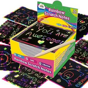 Zmlm Rainbow Scratch Mini Art Notes 125 Magic Scratch Paper Note Cards For Kids Toy Arts Crafts Diy Party Favor Supplies For G