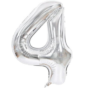 Toniful 40 Inch Silver Large Numbers Balloons 09 Number 4 Digital 4 Helium Balloons Foil Mylar Big Number Balloons For Birthd