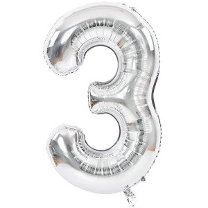 Toniful 40 Inch Silver Large Numbers Balloons 09 Number 3 Digital 3 Helium Balloons Foil Mylar Big Number Balloons For Birthd