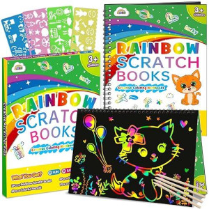 Zmlm Scratch Paper Art Craft 2 Pack Rainbow Scratch Art Set For Kids Drawing Coloring Craft Black Magic Art Supplies Kits For Gi