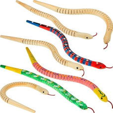 10 Pieces Wooden Snake Unfinished Wooden Wiggly Snake Jointed Flexible Wooden Snake With 12 Colors Acrylic Craft Paint And 2 Pie