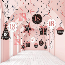 Blulu Birthday Party Decorations Birthday Party Rose Gold Hanging Swirls Ceiling Decorations Shiny Foil Swirls For Birthday Dec