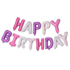 Purple Pink Happy Birthday Balloons Banner 16 Inch Mylar Foil Letters Sign Reusable Balloons For Women Men Boys Girls Birthd