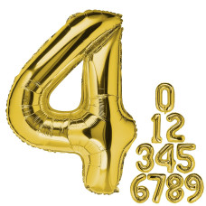 Number Balloon 4 Gold 40 Inch Foil Balloon Big Giant Jumbo 4Th Birthday Party Decorations Foil Mylar Helium Kids 0-9 Numbers Balloons For Baby Children