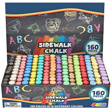 160 Pcs Sidewalk Chalks Set Nontoxic Washable Jumbo Chalk For Outdoor Art Play Painting On Chalkboard Blackboard And Playgrou